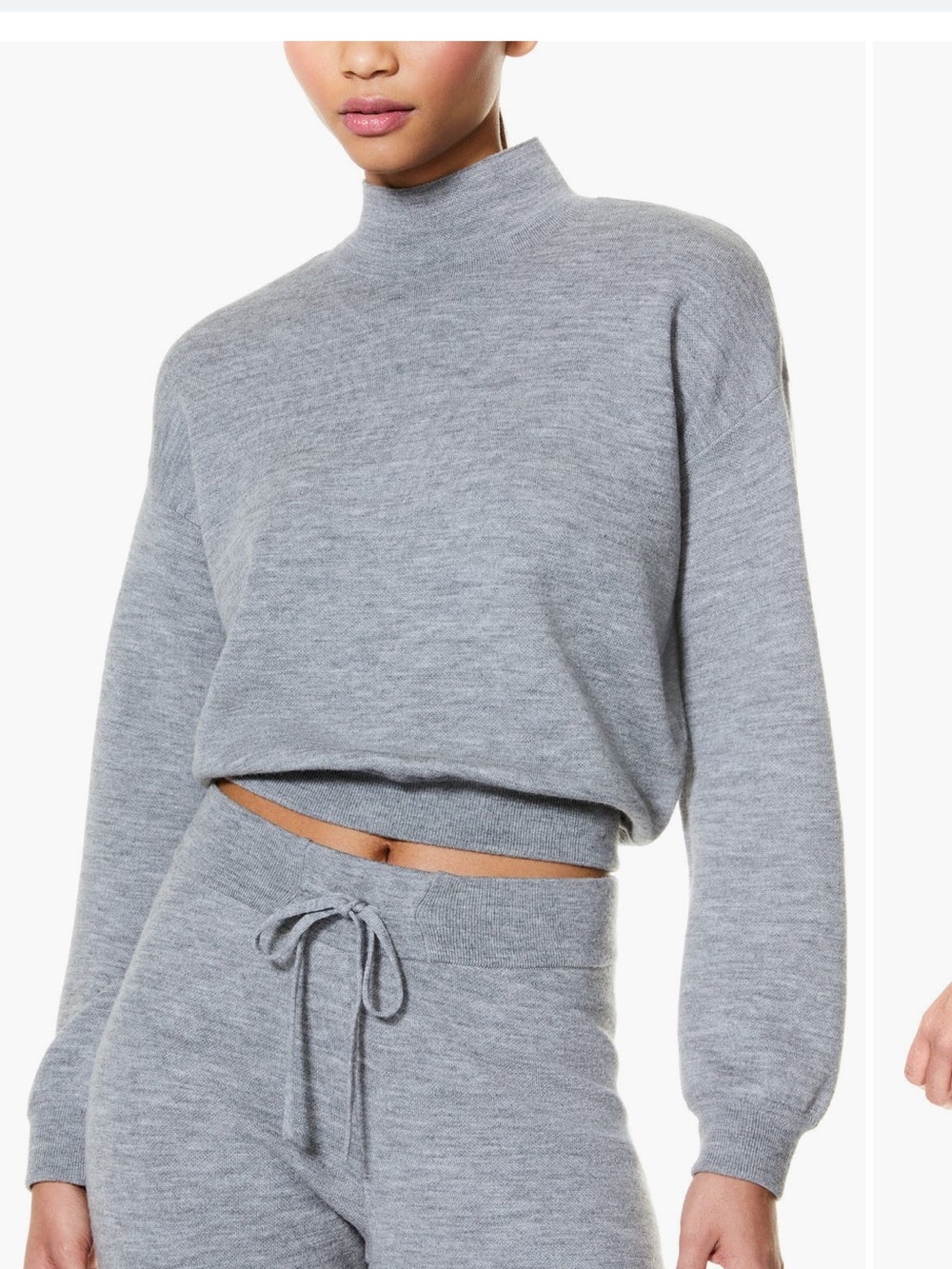 Alice + Olivia Light Heather Gray Cropped Turtleneck Sweater
